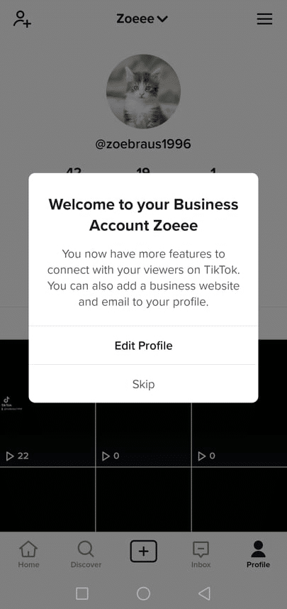 Business Account Notification