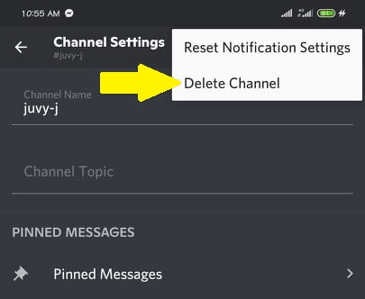 Delete channel on mobile