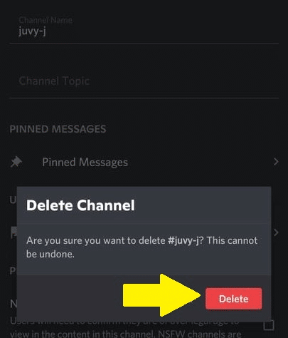 Delete channel option on mobile