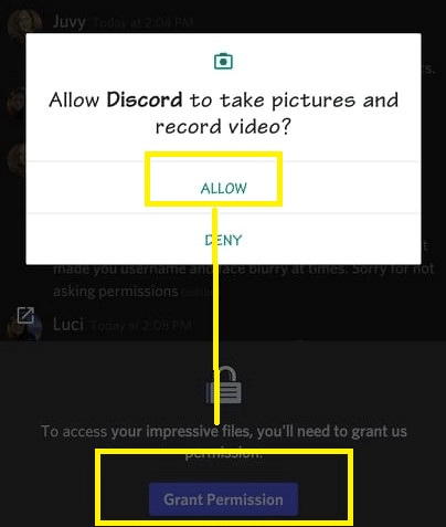 Grant Discord permission to access files