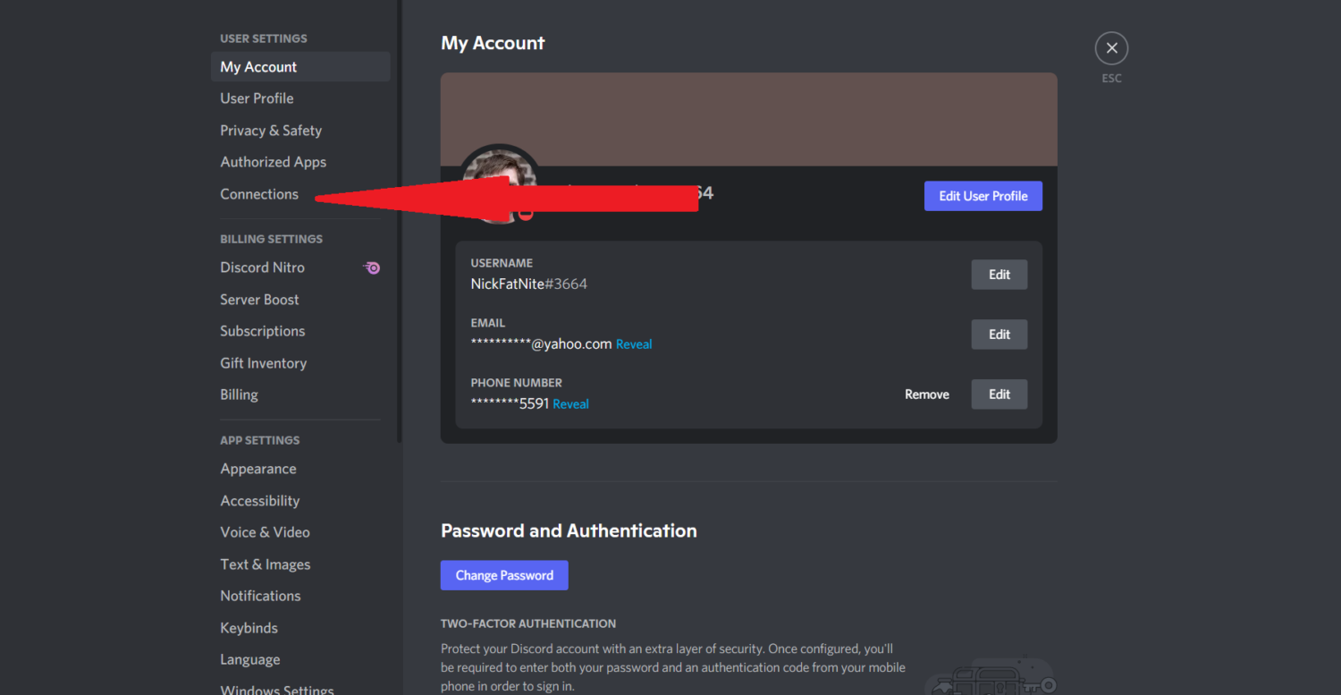 connections on Discord