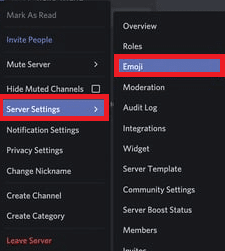 server settings, emoji