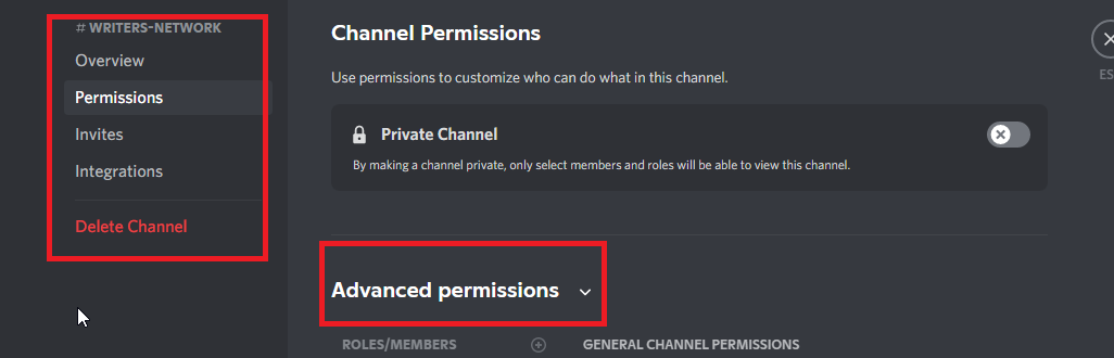 Channel permissions