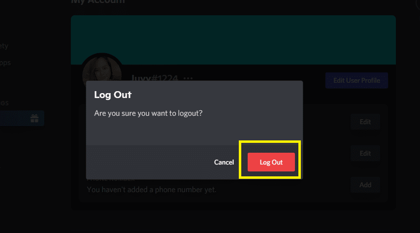 Confirm log out