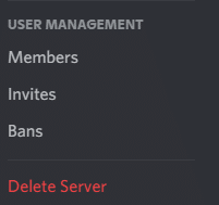 Delete server option