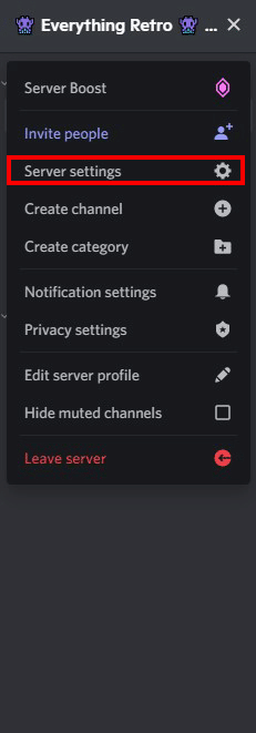 Server Settings button