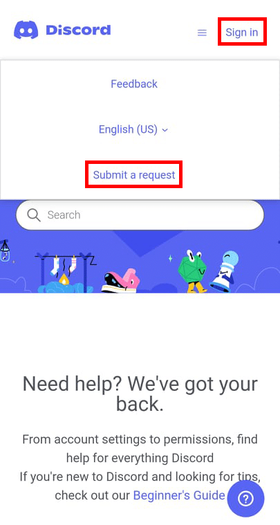 Submit a request mobile