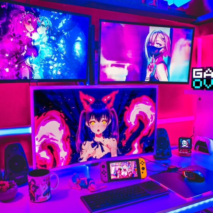 Gaming Den With Anime Wallpaper on Screen