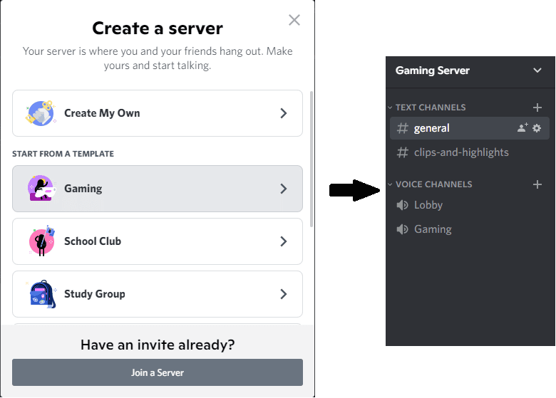 create a server discord