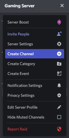 create channel discord