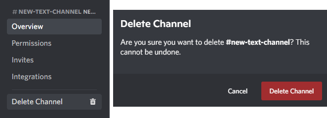 delete channel discord
