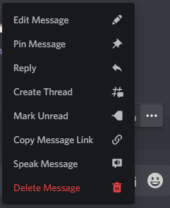 delete message button on Discord