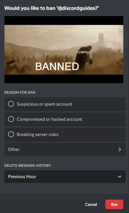 server ban discord