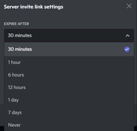 server invite link settings discord