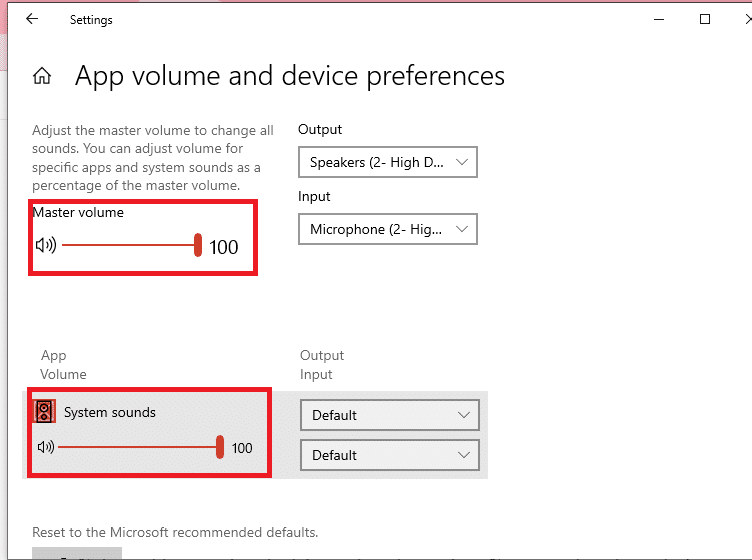 Click the volume mixer settings button to launch a menu