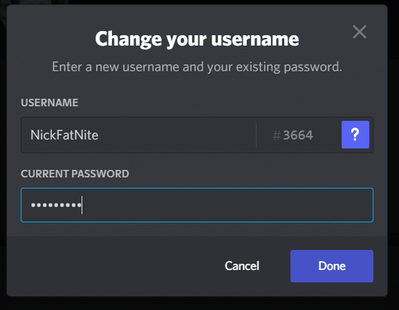 Enter your new username