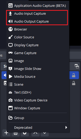 audio input and output capture obs