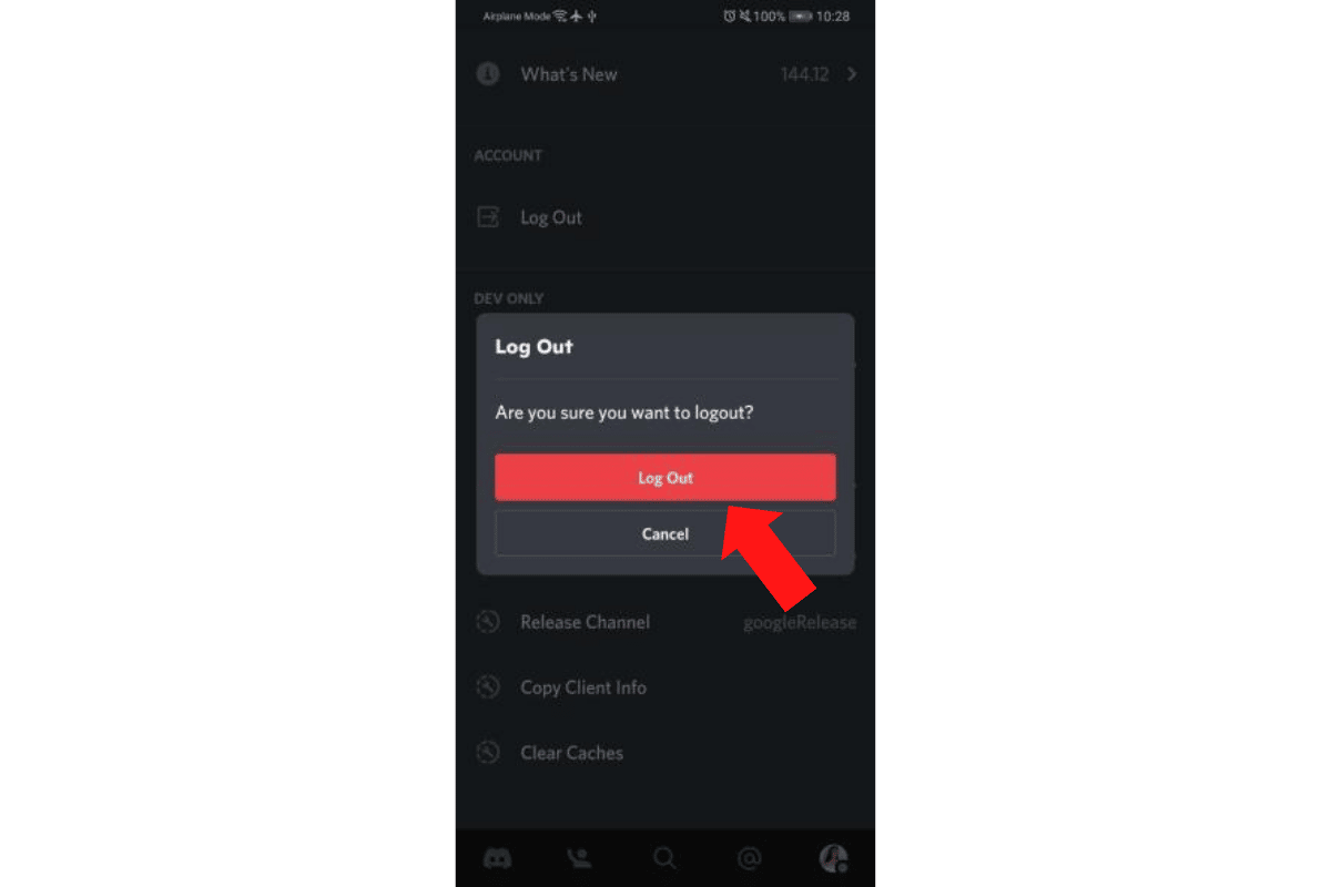 discord log out button