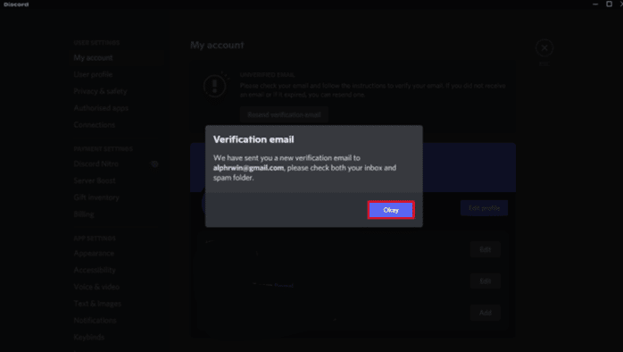 discord verification email okay button