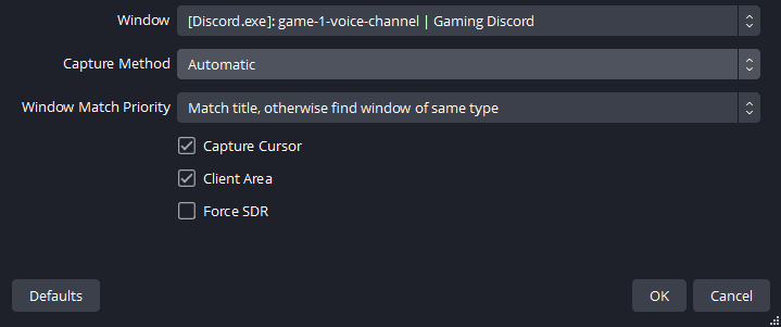 select capture method obs