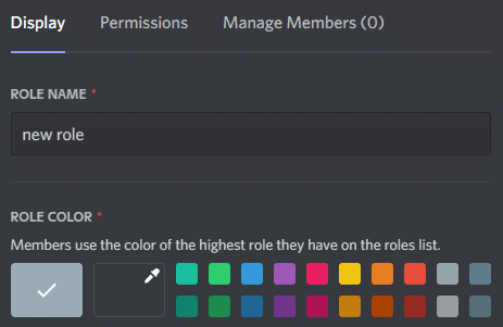 Choose the color and name of the new role