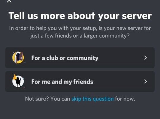 Choose what type of server you want to create
