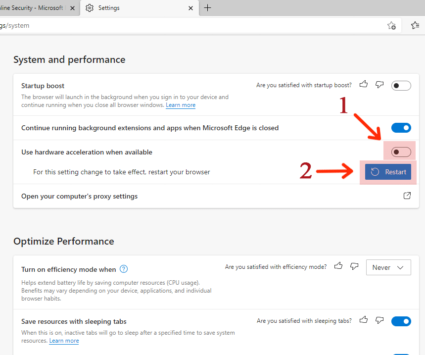 Click 'Restart' to save the changes made