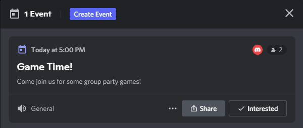 Clicking on the event brings up the details