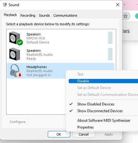Locate Realtek and Nvidia high definition and disable it