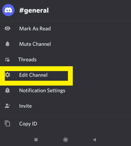 Select Edit Channel from the drop-down menu