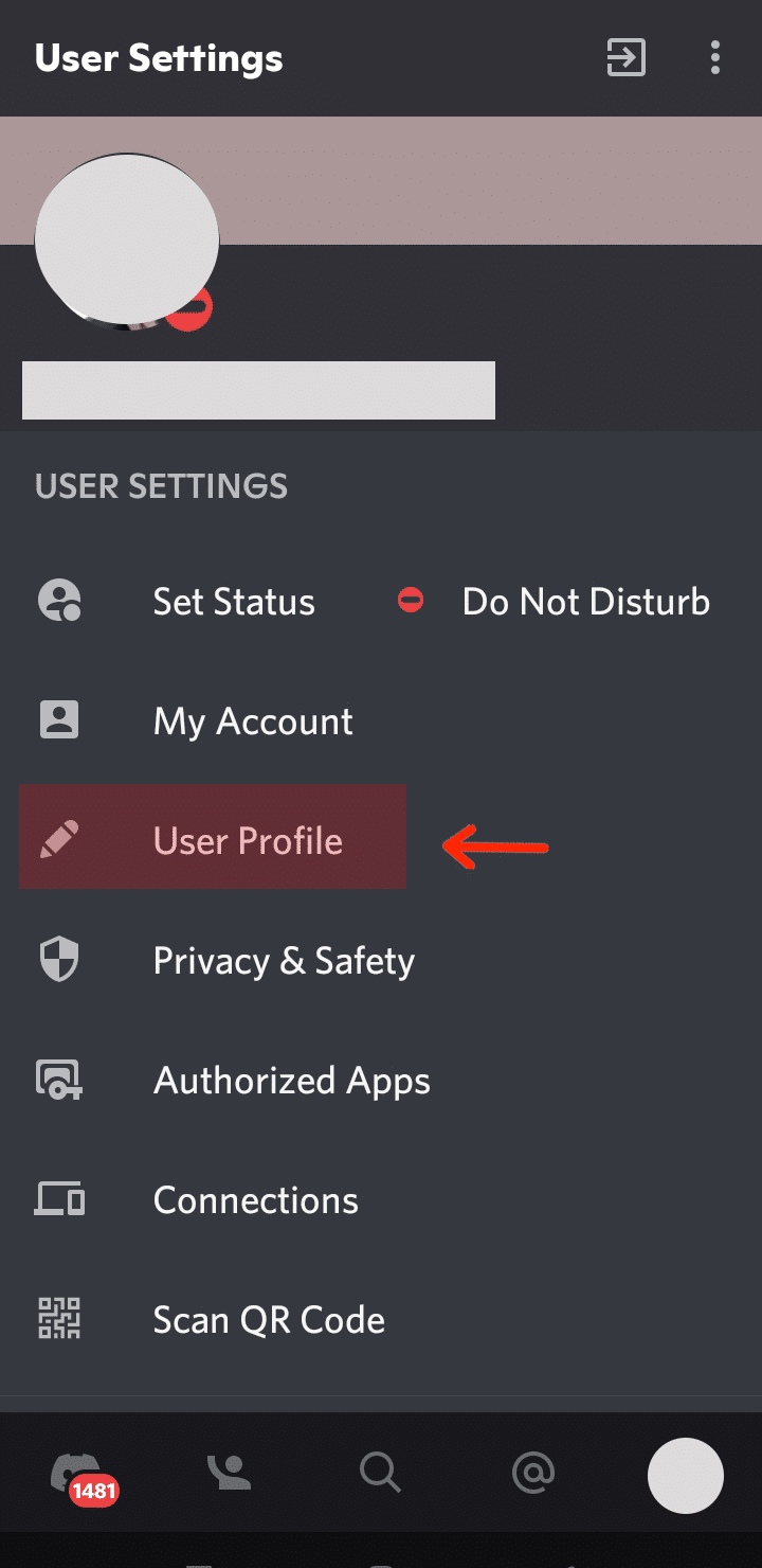 User Profile tab