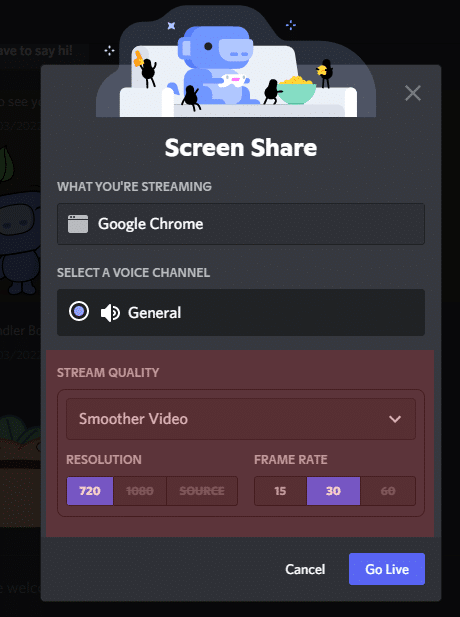 You can adjust the stream quality, resolution, and frame rate according to your preference