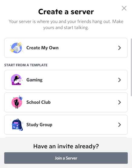 create a server discord