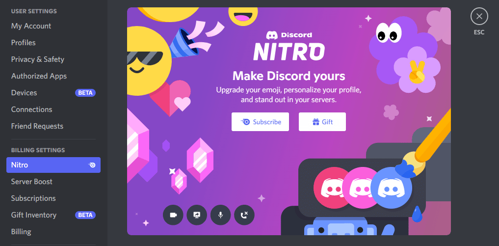 discord billing settings nitro