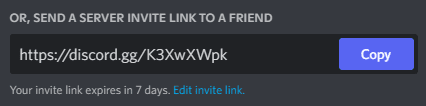 send a server link invite link to a friend discord