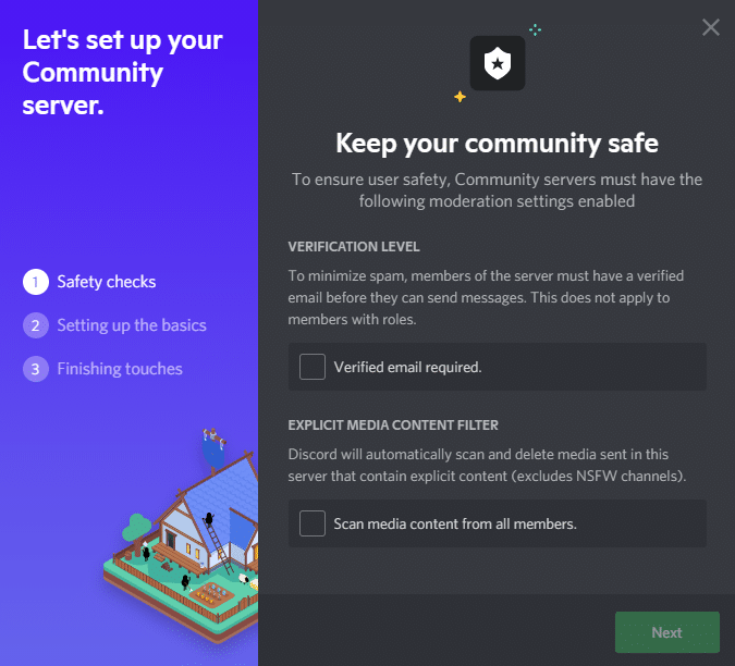 Click Enable Community and follow the steps Discord provides