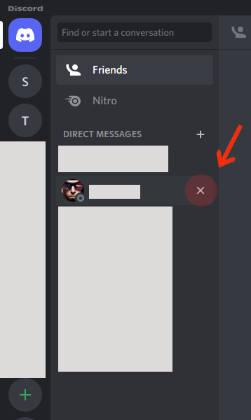 Click on X to delete all messages from a specific person on your friend list
