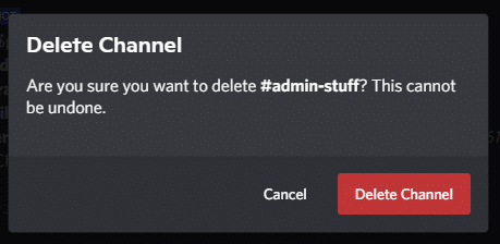 Confirm decision by clicking the Delete Channel button