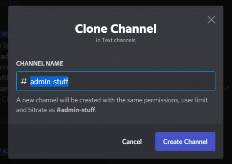 Create a channel having the same name as the one you are going to delete