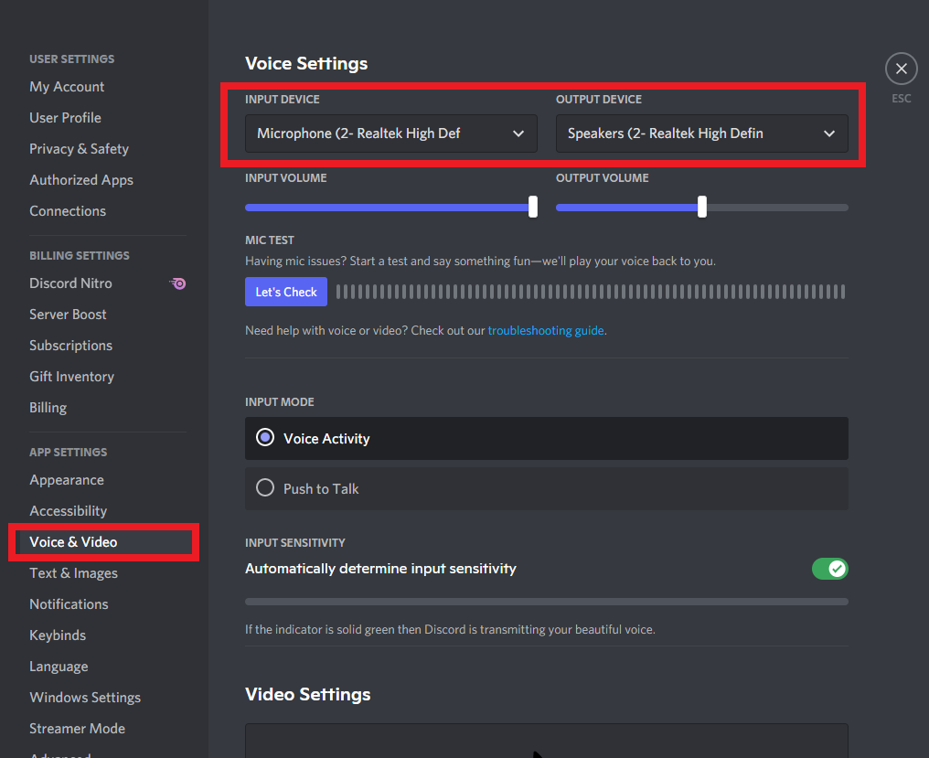 Navigate to the output input