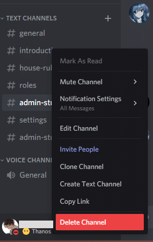 Right-click on the old channel and select Delete Channel