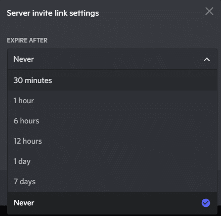The first option allows you to set links to expire in a few different time limits