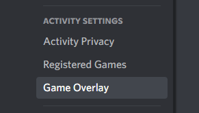 game overlay tab on Discord