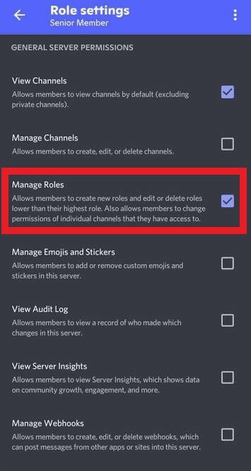 manage roles on Discord mobile