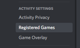 registered games tab on Discord