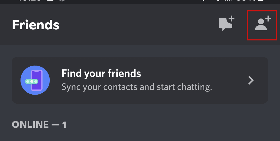 Add friend icon on Discord mobile