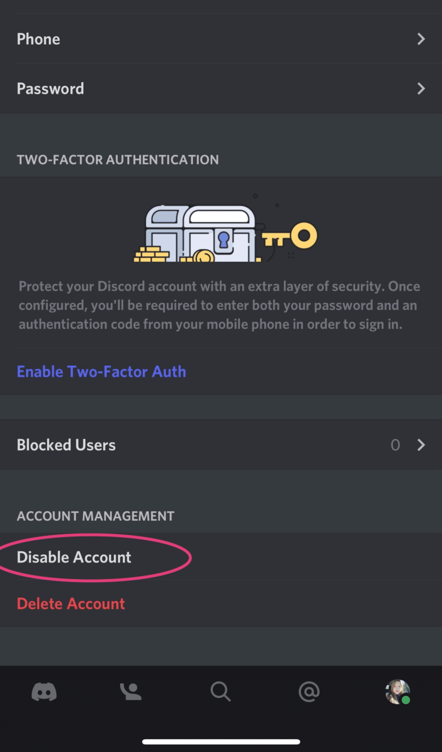 account management disable account