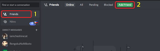 friends tab on Discord