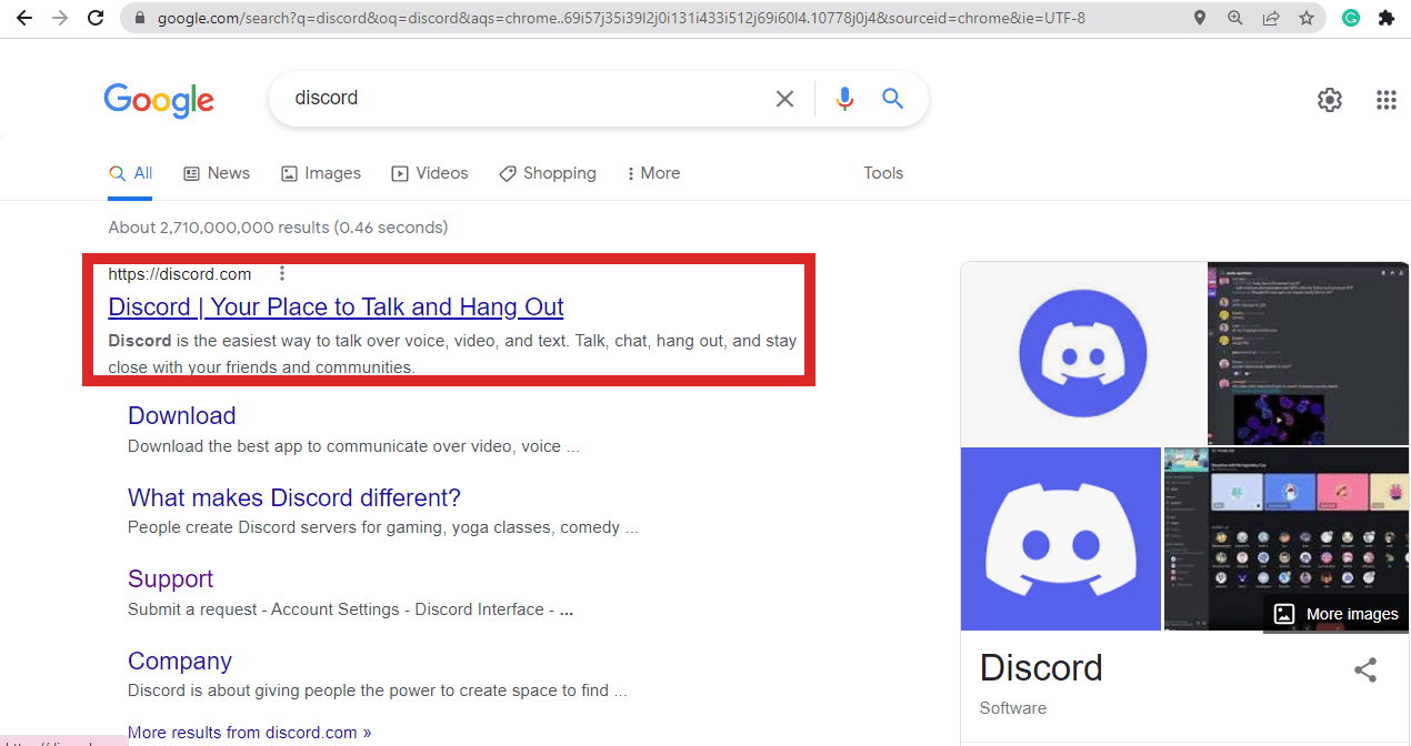 google search discord