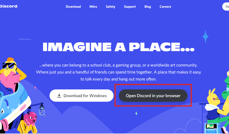 open discord in your browser